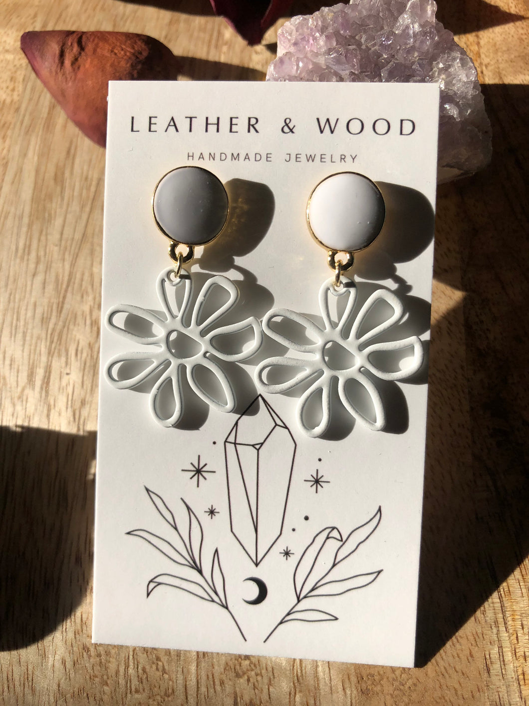 All White Flower Earrings